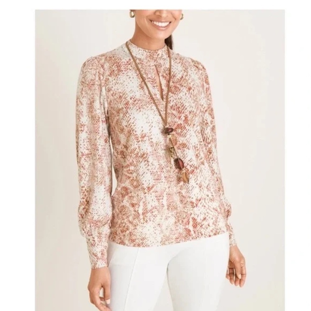 Chicos Python Snake Print Lyocell Long Sleeve Top… - image 1